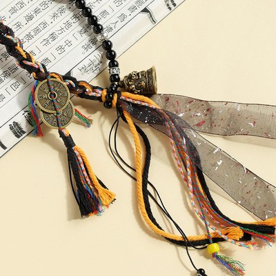 现货速发山鬼花钱手链纯铜国风新中式民族设计复古先天八卦钱铜钱