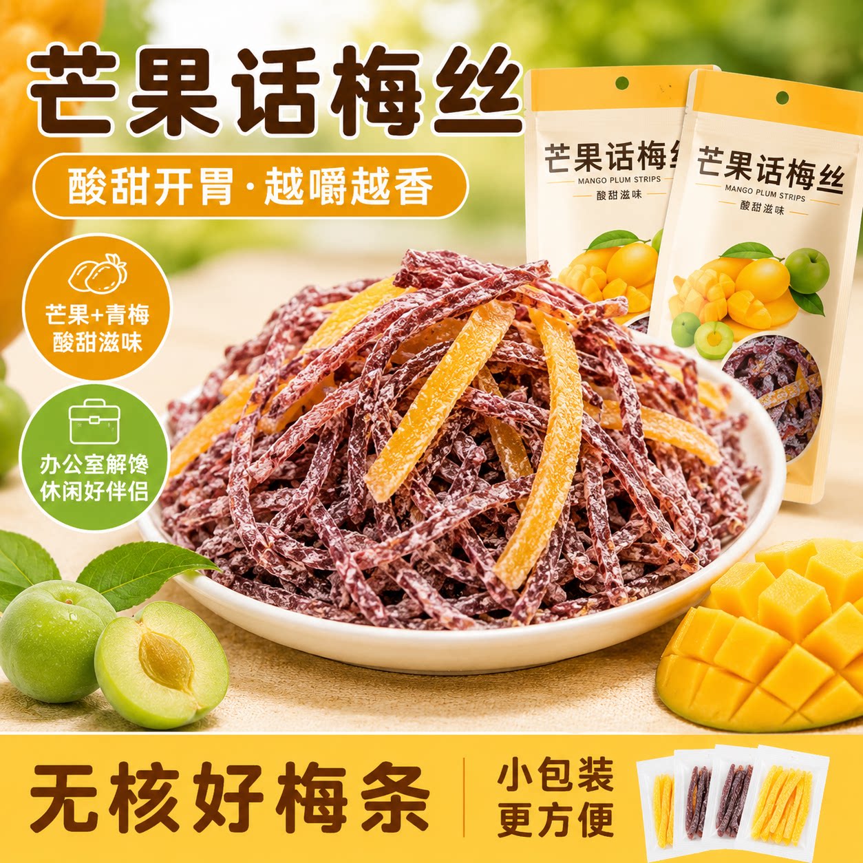 芒果话梅丝果干休闲零食官方旗舰店酸甜芒果干青梅丝梅条混合果干