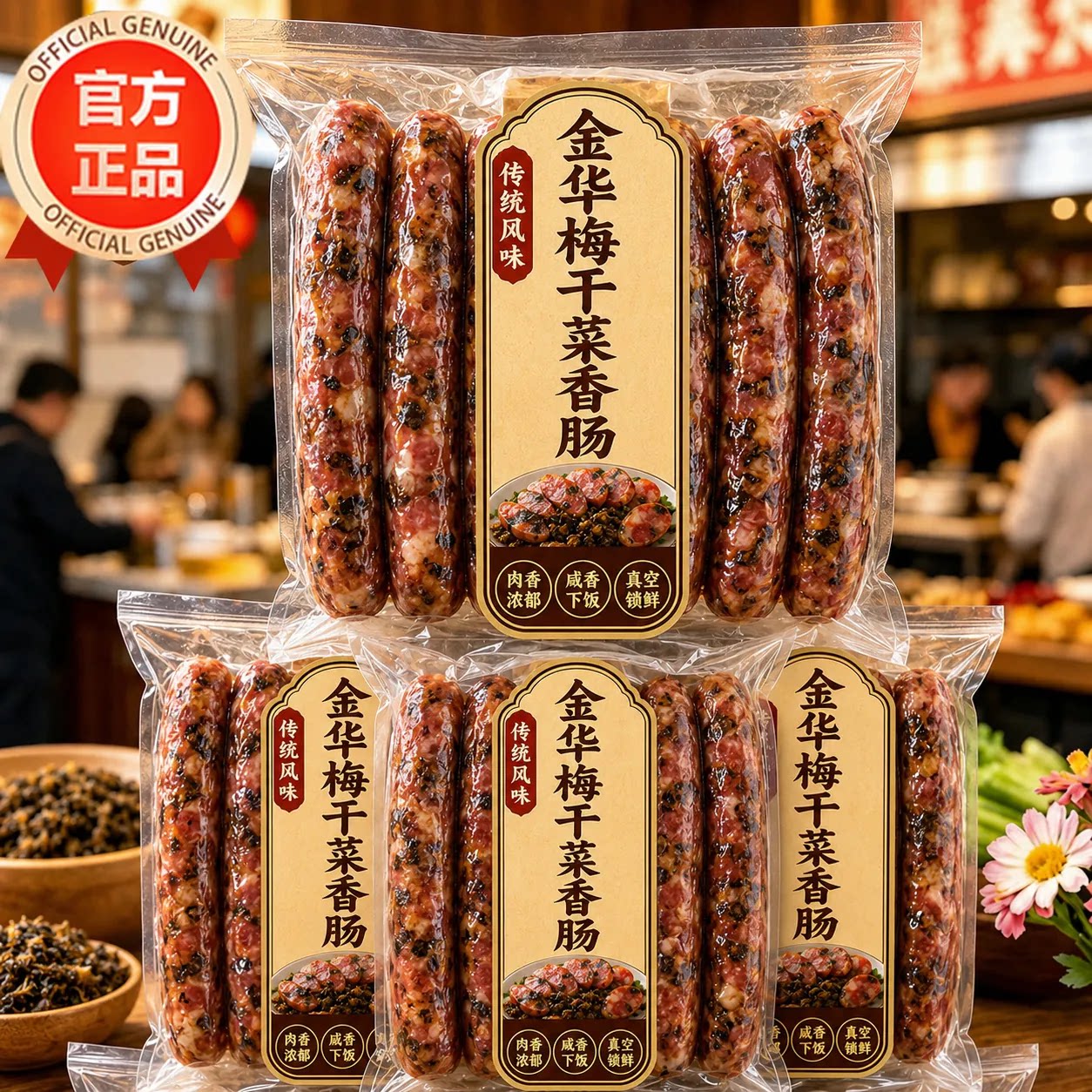 正宗梅干菜香肠官方旗舰店浙江金华老字号农家新鲜腊肠猪肉风干肠