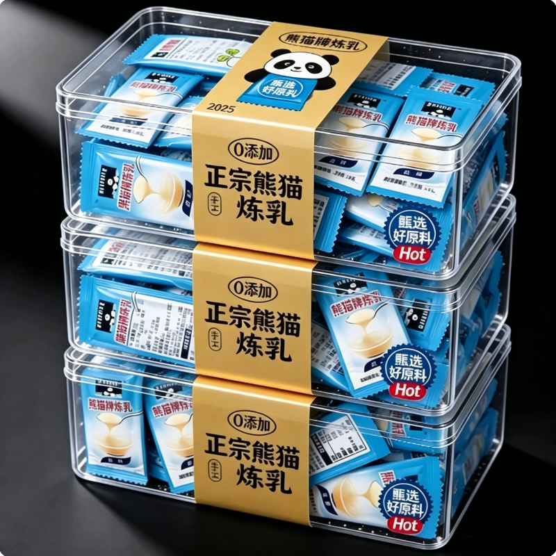 熊猫炼乳小包装烘培家用儿童无添加咖啡蛋挞专用低脂无糖官方旗舰