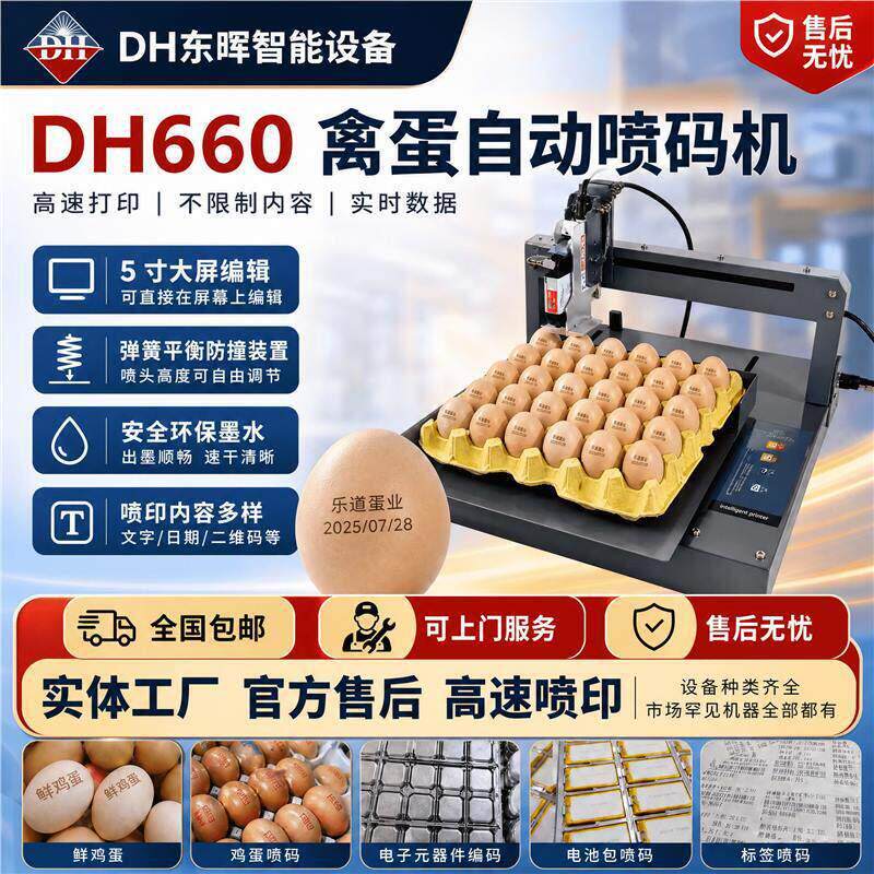 DH东晖DH660全自动禽蛋喷码机精度打印迷你桌面式鸡蛋日期喷码