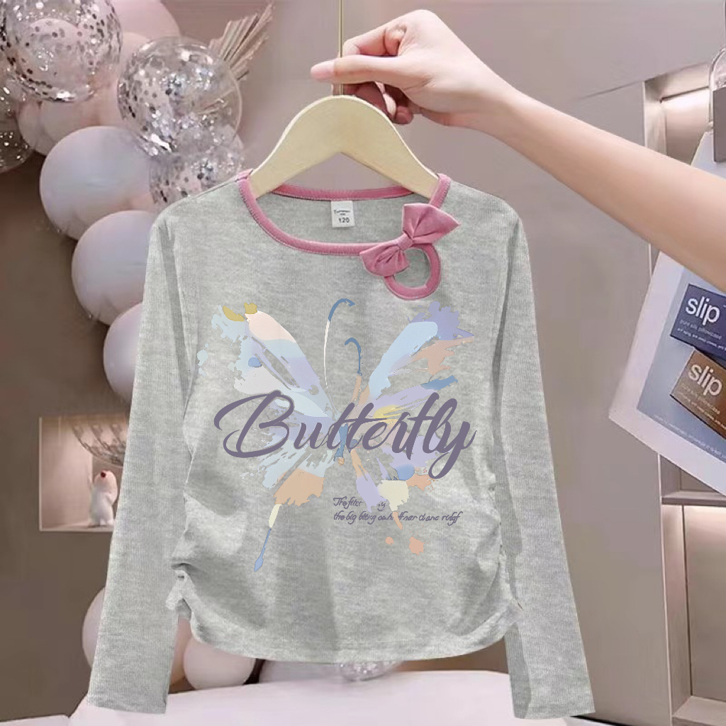 女童时尚镂空长袖T恤春秋2025新款韩版洋气甜美打底衫中大童上衣