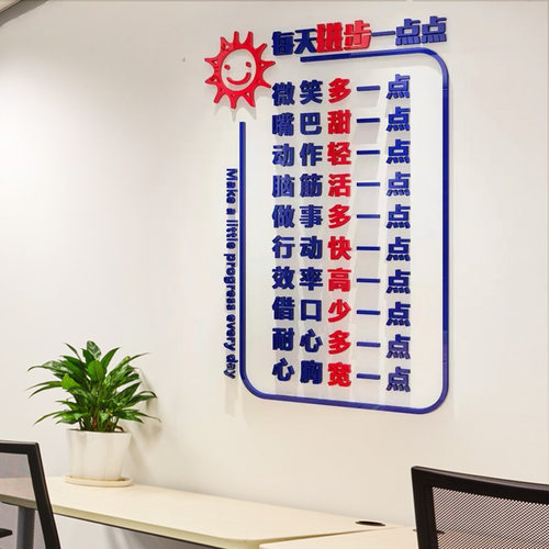 企业文化墙励志标语墙贴公司办公室背景墙K面装饰立体每天进步一