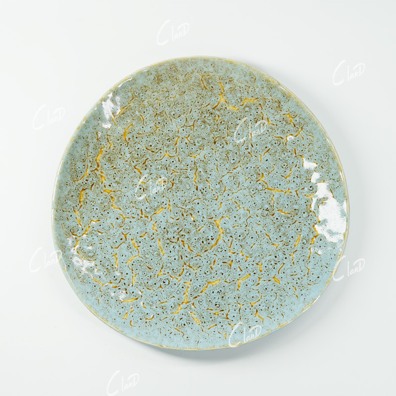 复古仿古陶瓷餐具 酒店特色会所盘子 圆M形盘子意境菜不规则盘