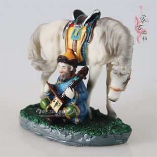 内蒙古工艺品 旅游纪念品 彩色树脂手工艺摆件摆设V 老人拉马头琴