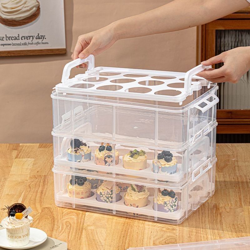 纸杯蛋糕手提包装盒甜品台u打包马芬杯收纳收纳运输箱移动透明盒,收纳整理,桌面收纳盒,淘宝优惠券,粉丝福利购,淘宝优惠卷