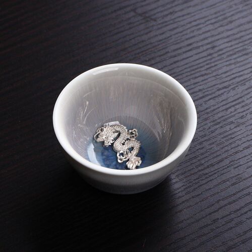 镶银窑变天目陶瓷茶杯茶碗钧窑品茗杯银鱼单杯R功夫茶具主人杯茶