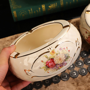 烟灰缸陶瓷创意时尚防飞灰不带盖烟缸客厅茶几家用欧式Y个性办公