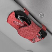 车载格纹皮革眼镜夹车用创意遮阳挡L眼镜盒汽车内饰用品