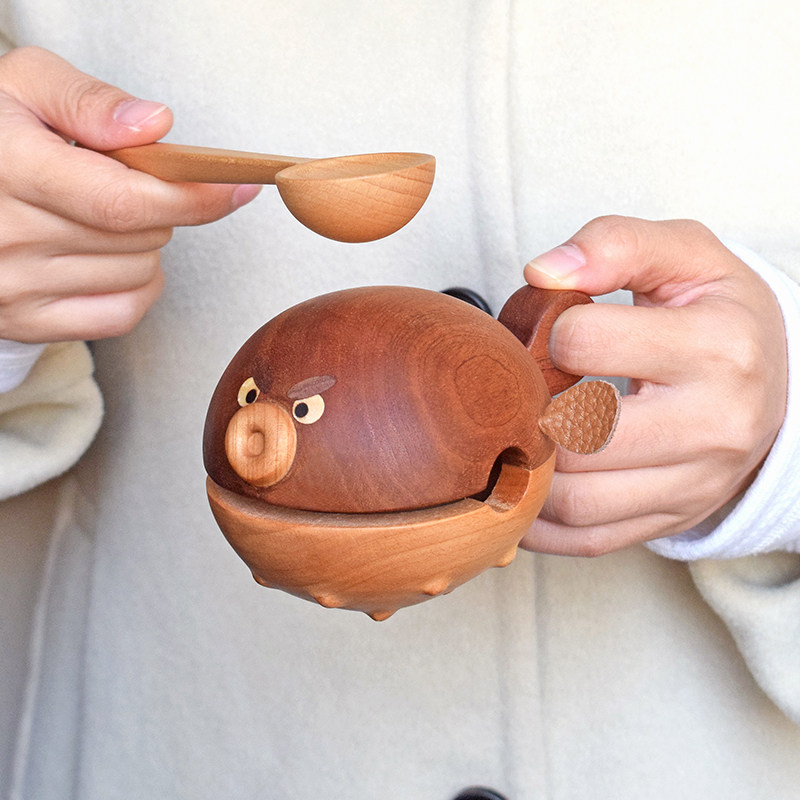 山舍愤怒的河豚 实木木鱼可爱E治愈情绪静心摆件装饰创意礼物,家居饰品,桌面摆件,淘宝优惠券,粉丝福利购,淘宝优惠卷