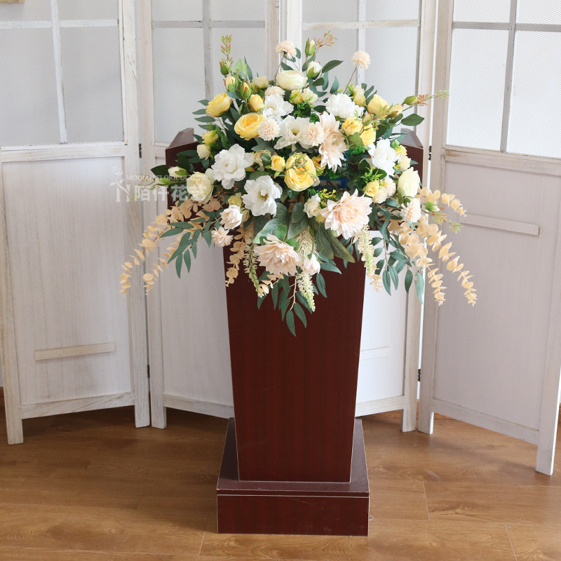 挂式演讲台仿真花主席台发言台假花装饰商务O会议桌面摆设成品花