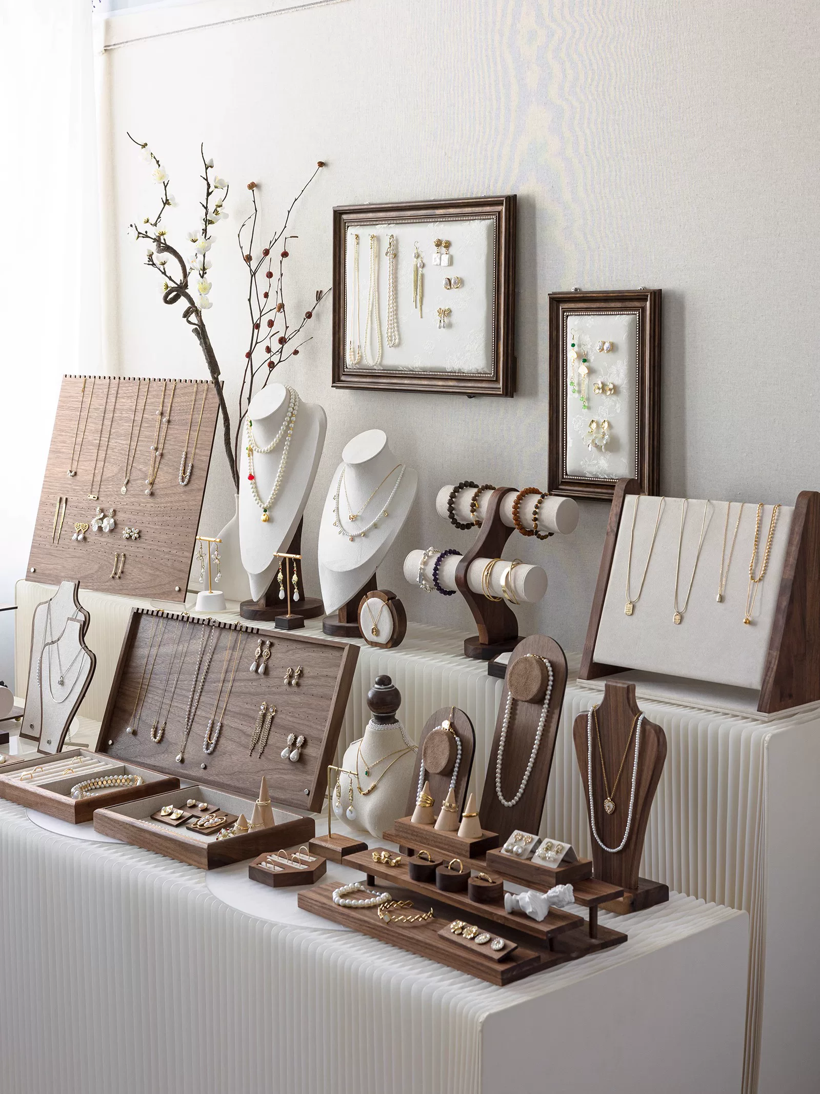 Retro stand, ring, earrings, necklace, accessory