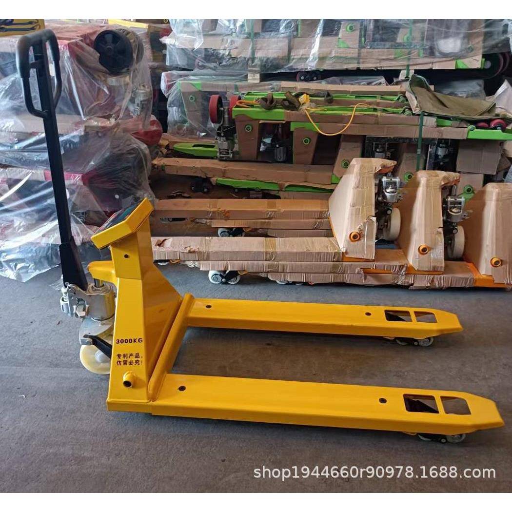 佛山电子叉车秤手动液压搬运车地牛带称重叉车托盘车地磅吨