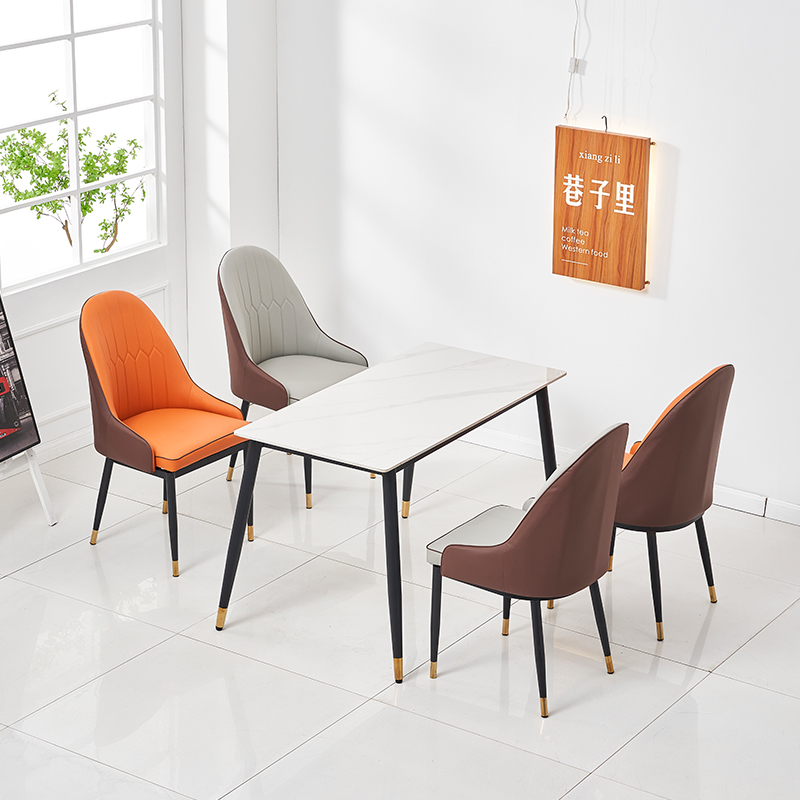 经济型快餐店食堂桌椅组合商用咖B啡厅汉堡甜品店清吧奶茶店岩板