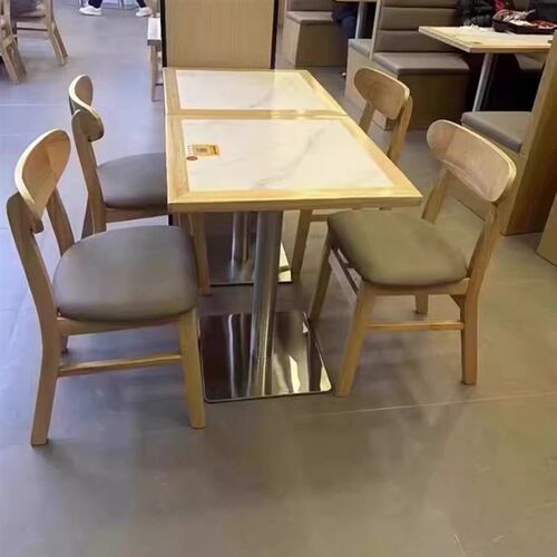 学校员工食堂f桌椅汉堡炸鸡店商用奶茶小吃快餐店餐饮岩板桌椅组
