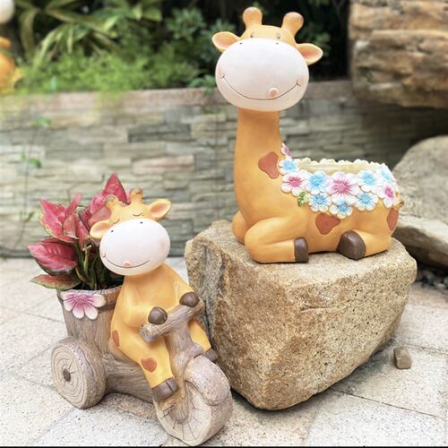 佳鲤推荐小鹿花盆花园幼儿园阳台户外装饰N摆件别墅入户花园庭院