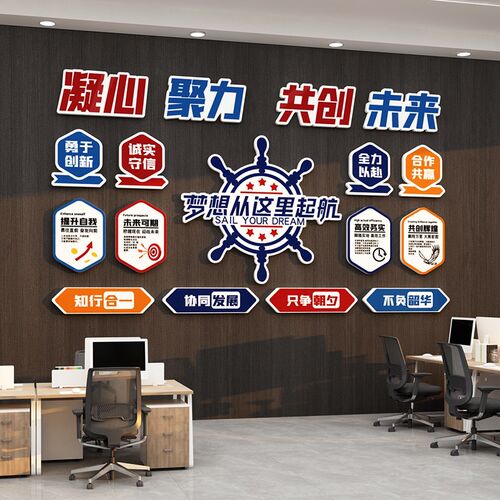 企业文化办公室墙k面装饰公司高级感形象背景设计氛围布置励志贴
