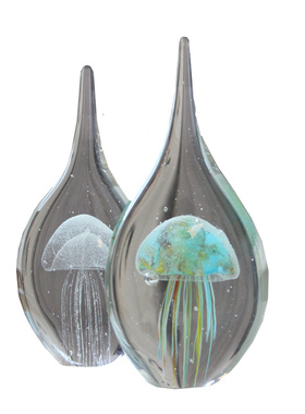 乔迁新房装饰办公室客厅玄关酒柜琉璃水滴摆O件发光水母礼品纪念