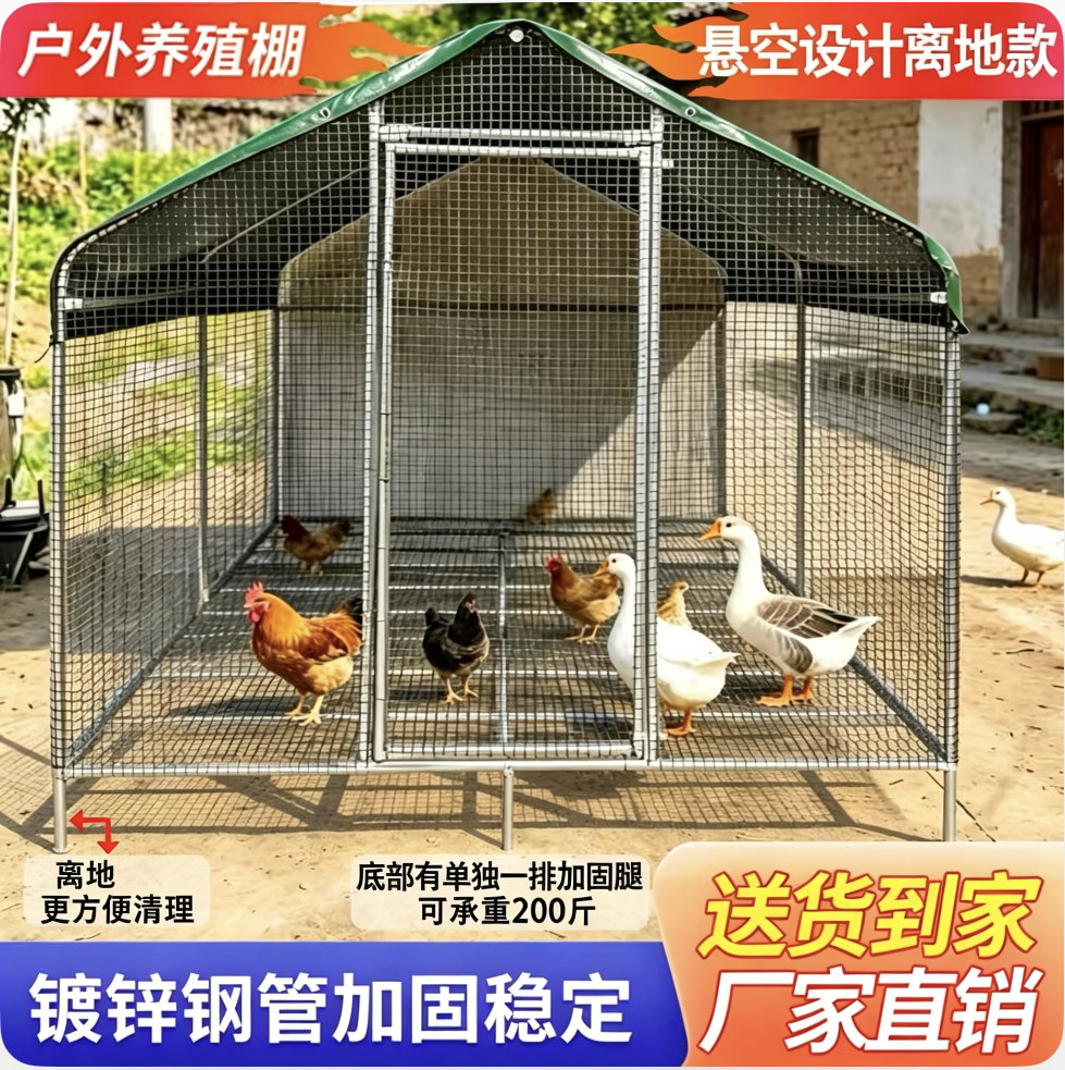 离地网床鸡棚养鸡搭建孔雀户外防雨鸡笼大型家禽鸡舍家用养殖鸽笼