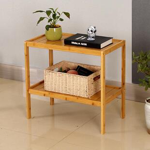 竹子置物架多层收纳层架实木木架子阳台花架小型简易书架床头置物