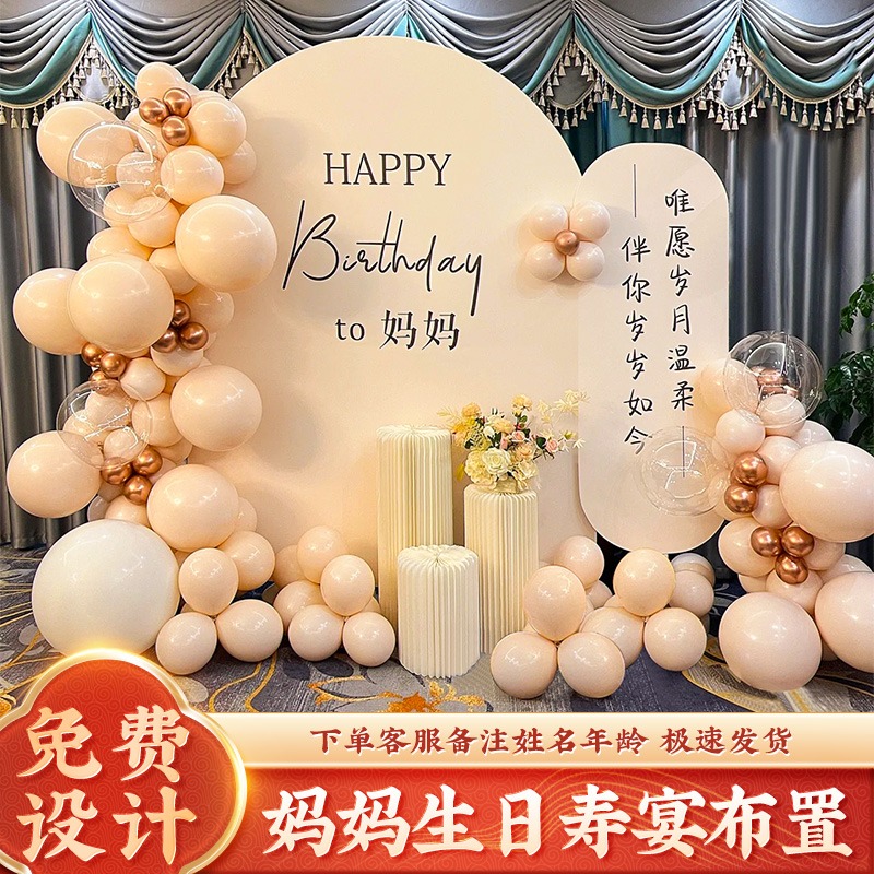 妈妈生日布置装饰60大寿宴母亲老人气球祝寿星字现场景kt板背景墙