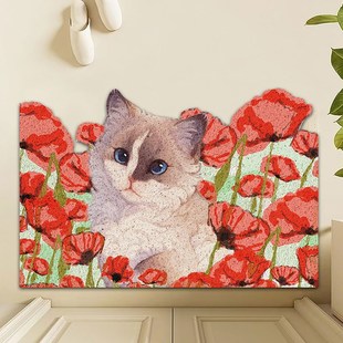 清新可爱动物丝圈地垫可裁剪卡通森系地垫方形地毯玄关防滑门口垫