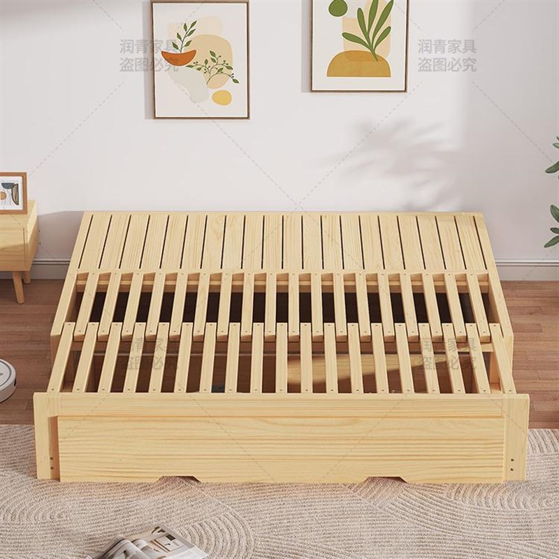 实木沙发床简约客厅小户型原木风多功能一体两用伸缩折叠抽拉床