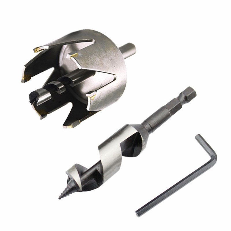 球形门锁开孔器四爪 木板门把手扩孔钻头套装 硬质合金球型六爪