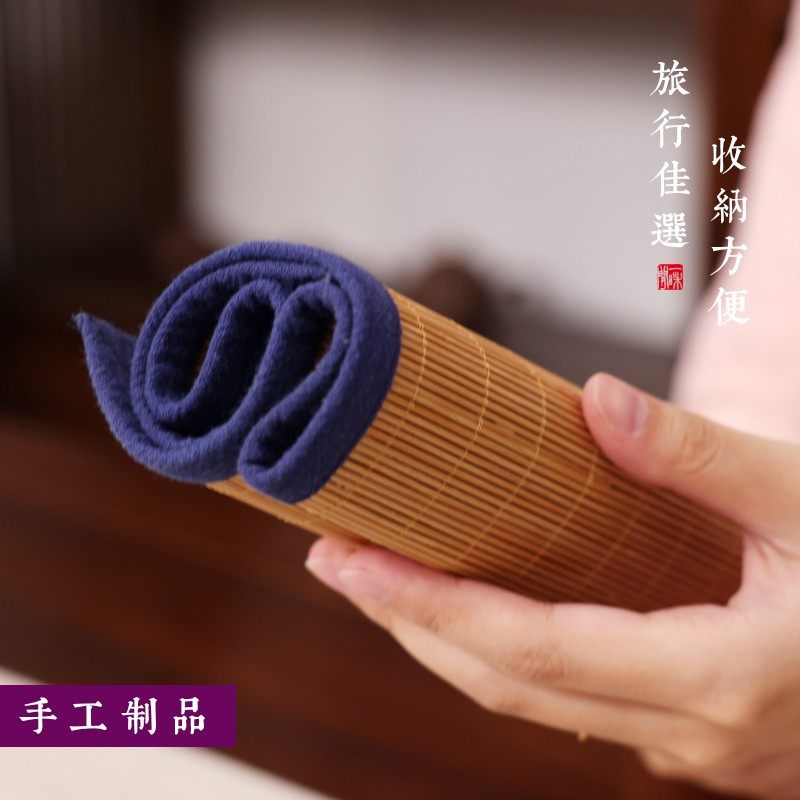 吉佰家禅意小茶席竹席垫子干泡新中式桌旗竹编手绘竹制竹垫小尺寸