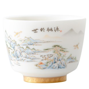 素烧陶瓷主人杯喝茶杯个人单杯羊脂玉白瓷功夫茶杯礼盒装