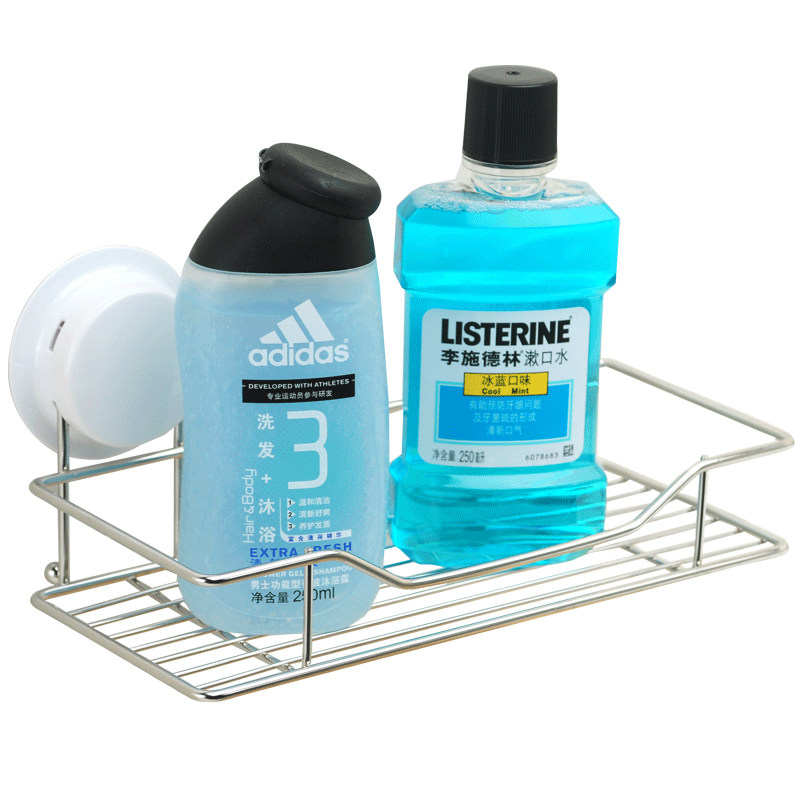 嘉宝卫生间吸盘置物架 浴室免打孔不锈钢收纳架厕所多功能架子