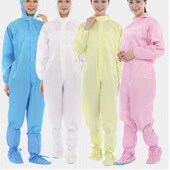 防静电连体服净化连帽工作服无尘服防护服条纹服静电衣含软底鞋