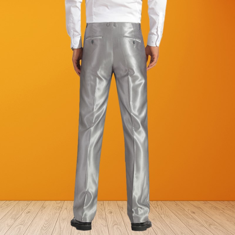 春夏丝光亮面男装裤子垂感修身直筒西裤高级感时尚休闲商务长裤