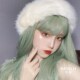 哼唧假发女长发lolita自然逼真网红少女jk修脸可爱绿色lo软妹假毛