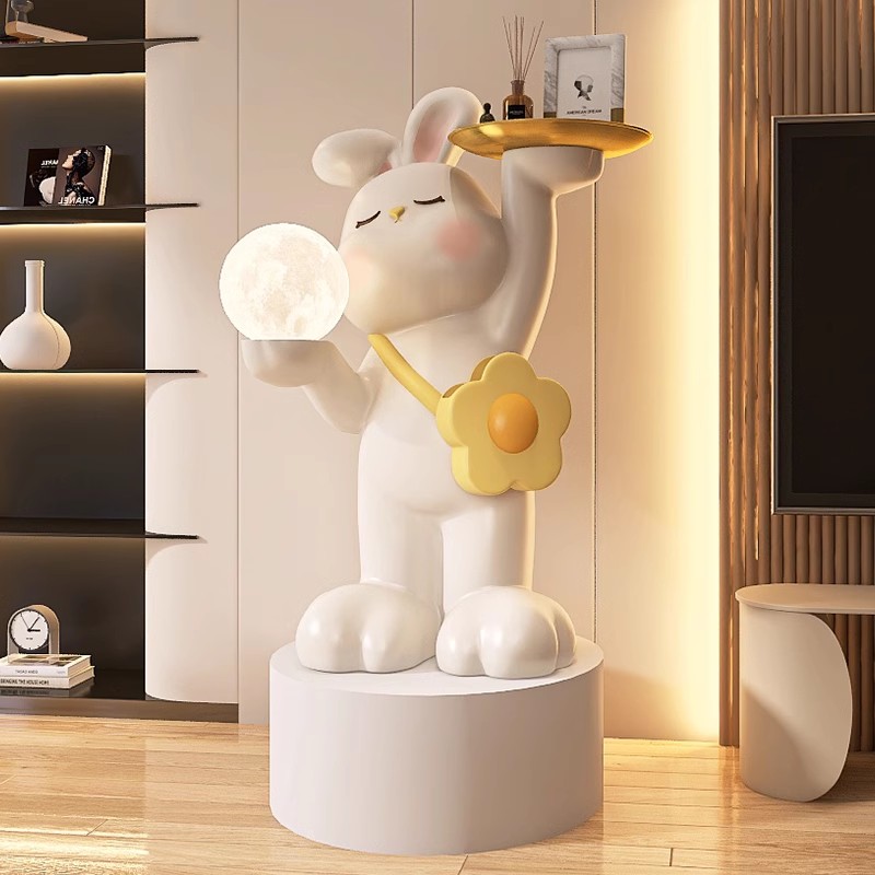 兔子落地灯摆件大型托盘客厅沙发边几电视柜家居饰品乔迁新居礼品