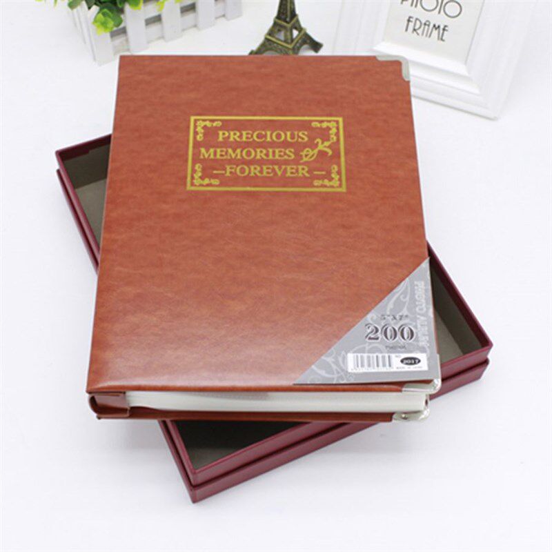礼盒装 高档皮革面 5R7寸 200张插页式纪念册影集 办公面家庭相册