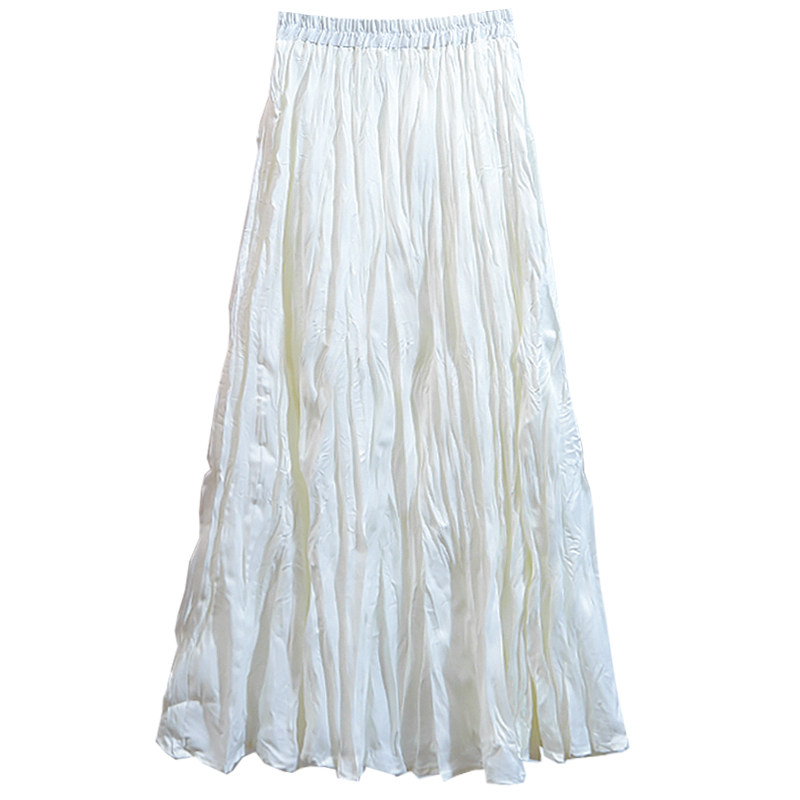 超长裙到脚踝褶皱半身裙女2021秋季新款高个子裙子百褶裙长裙夏季