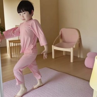 杰龙孟欧儿童夏季睡衣(木棉)童装九分空调服套装 冰爽丝滑细腻