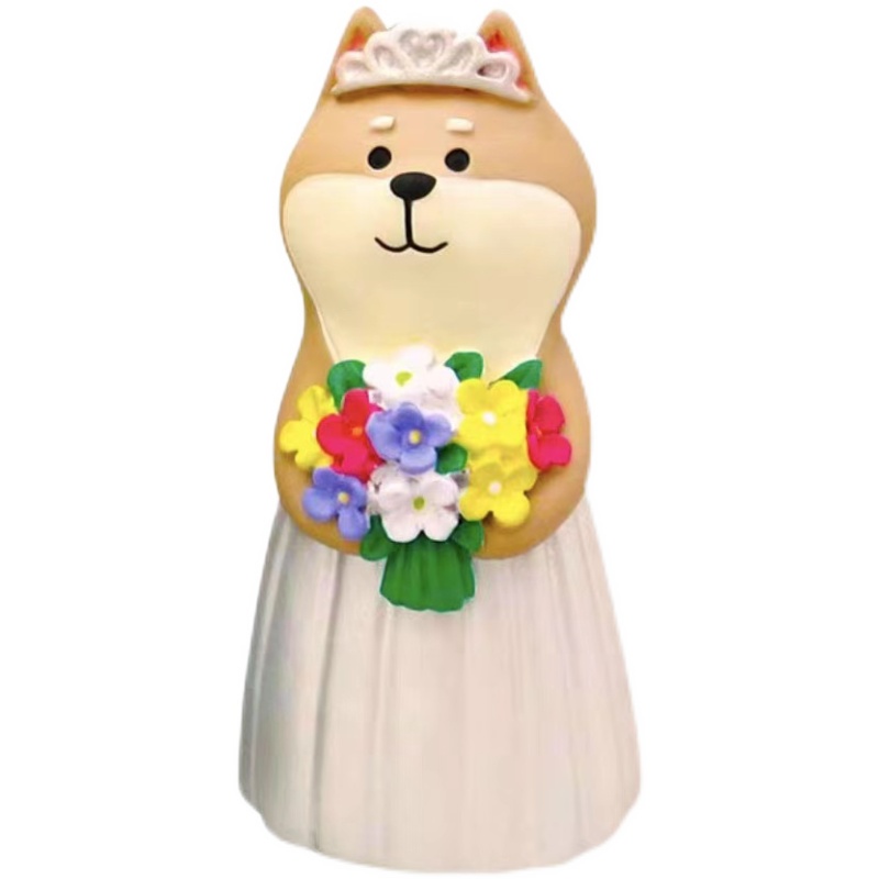 日式decole秋田犬情侣桌面摆件婚礼装饰摆设手办结婚礼物送新人