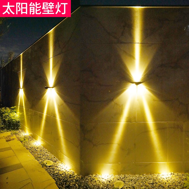 新款太阳能户外灯花园庭院防水壁灯室外别墅外墙专U用装饰洗墙射