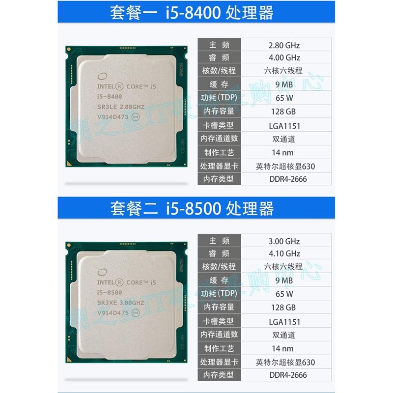 i5 8400 8500 i3 8100 8350K 9100 9400 9500 P9600 8600K CPU散