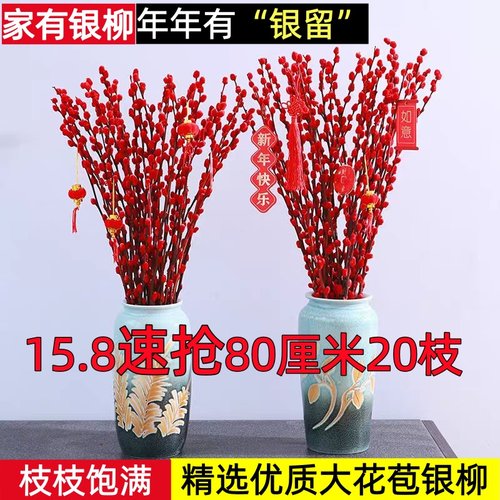 银柳鲜枝真花客厅摆件室内