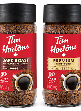 加拿大Tim Hortons提姆中度/重度烘焙金牌速溶黑咖啡国民咖啡100g