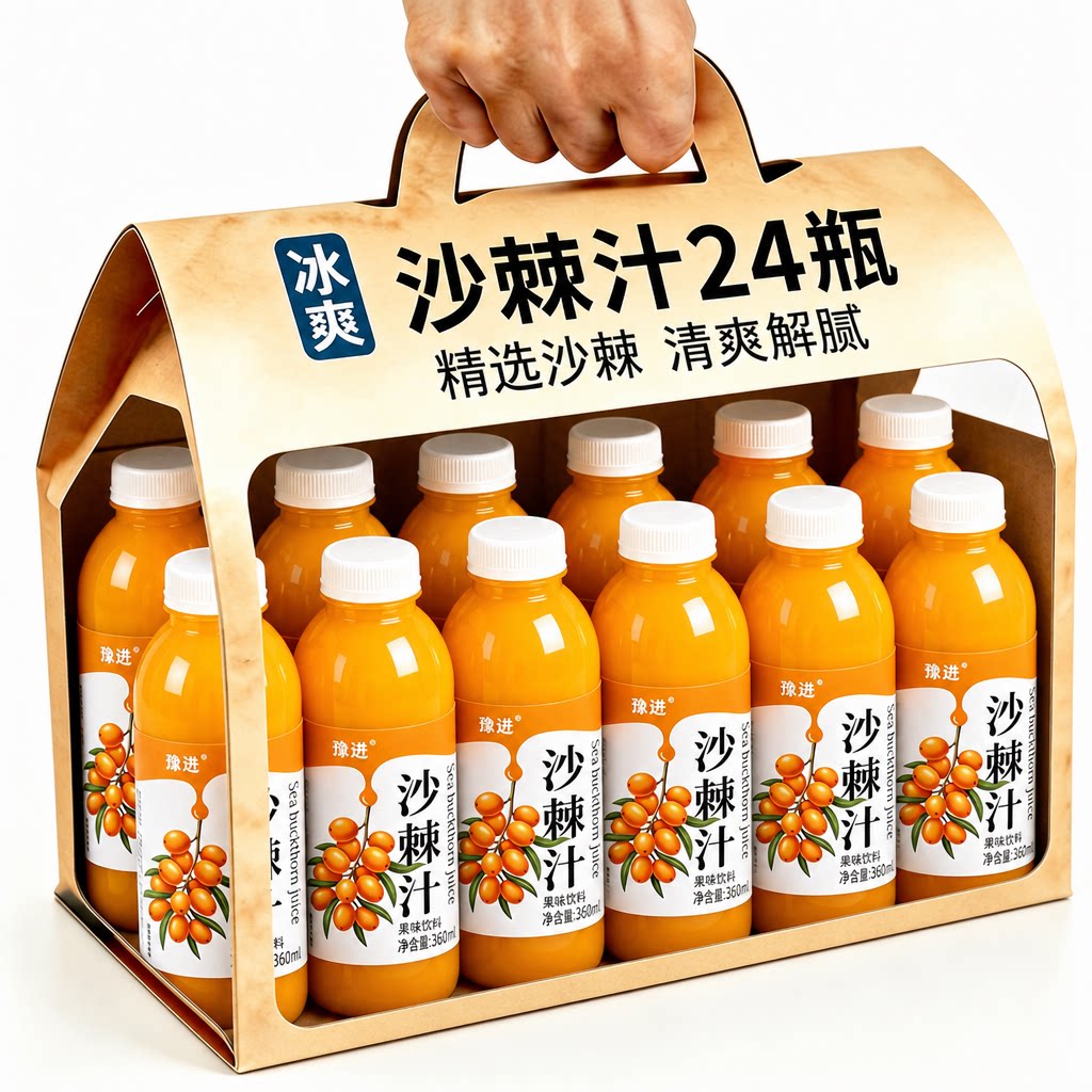 【买一送一】沙棘汁饮料整箱24瓶*360ml装0脂肪含沙棘原浆果味饮