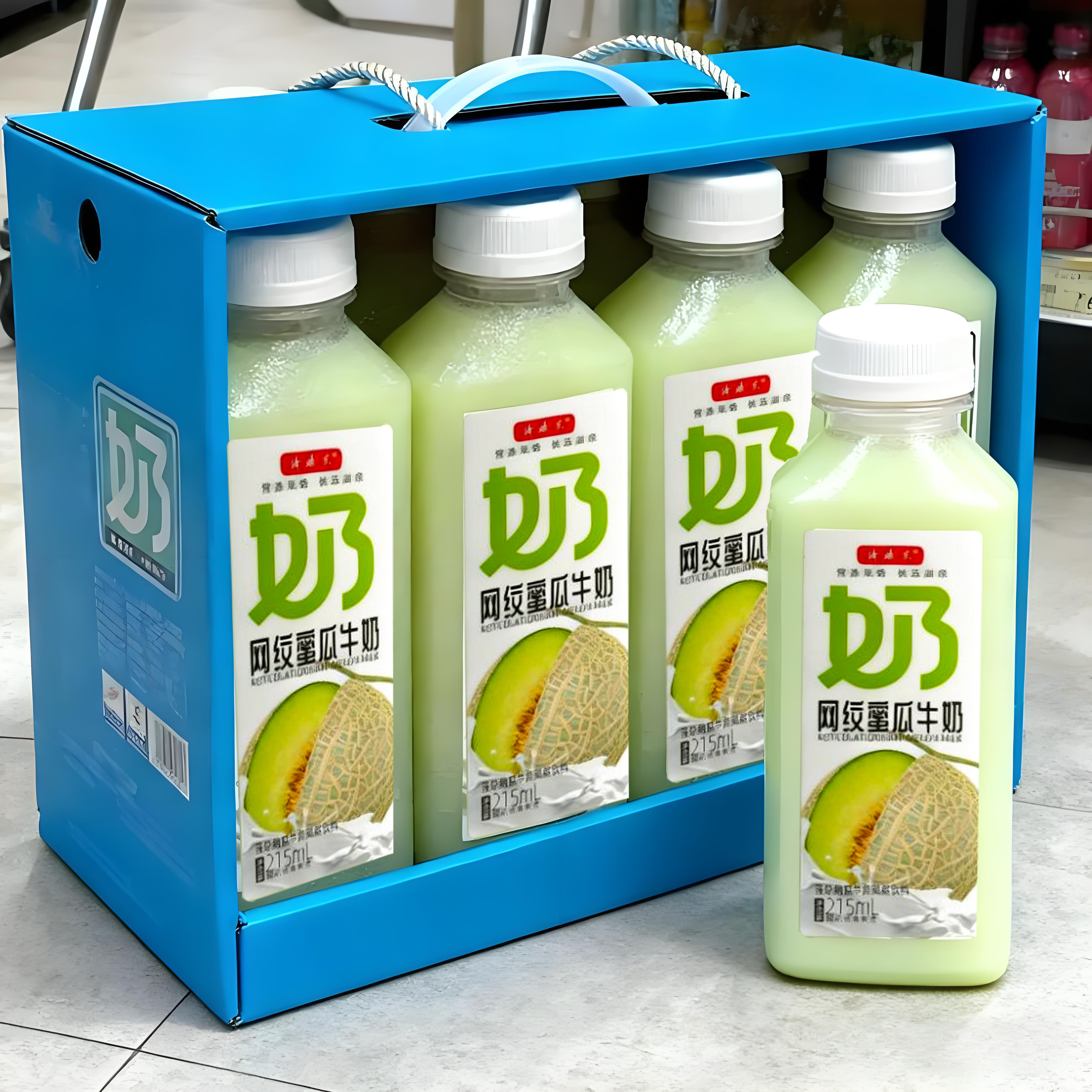 网纹蜜瓜牛奶整箱215ml*24瓶0脂肪哈密瓜牛奶早晨代餐饱腹新日期