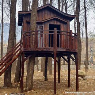 复古宿移动民新中式屋组装户外树154景区别墅木庭院简易木房屋子