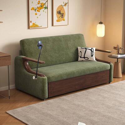 多折功YAT能实木沙发床可用叠两用一体家沙小户型客厅公寓中古风