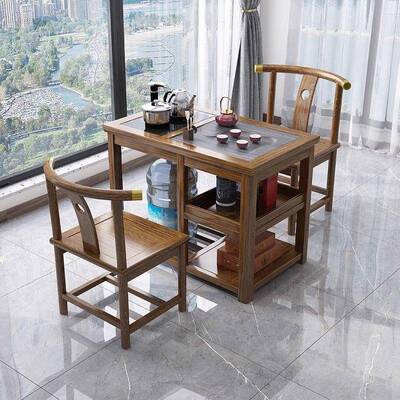 新款台实木小SJL茶桌椅组烧阳水壶茶盘一体茶水柜沙发客厅合小茶