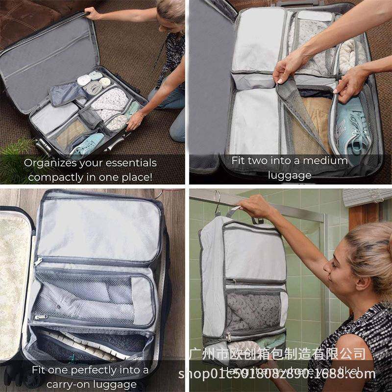 衣挂橱分区洗行漱包包收纳工AXP厂旅出差三层衣物防水挂袋悬折叠