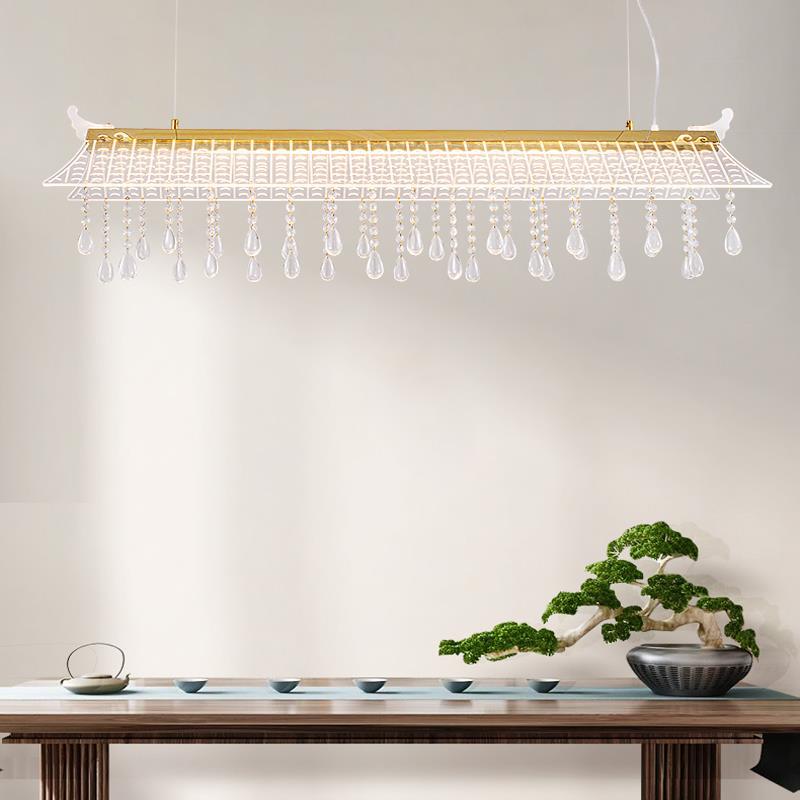 中山工厂展厅2024新款后现代轻奢水晶吊灯个性创意餐厅茶具吧台前